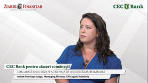 CEC Bank pentru Afaceri Româneşti, un proiect ZF şi CEC Bank. Pénélope Laigo, FM Logistic România: România se dezvoltă ca al doilea hub logistic al Europei, complementar Poloniei. Ţinta noastră este de 150.000 de metri pătraţi