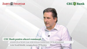 CEC Bank pentru afaceri româneşti. Ronald Binkofski, CTP România: Cele mai mari pieţe ale grupului rămân Cehia şi România, dar am intrat în Italia şi suntem aproape de Vietnam. Local vom livra 200.000 mp şi testăm baterii de stocare