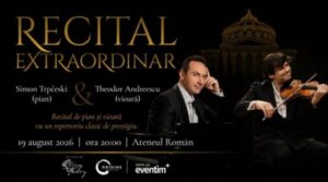 O întâlnire muzicală rară, la Ateneul Român. Simon Trpčeski și Theodor Andreescu, într-un recital dedicat virtuozității și dialogului dintre pian și vioară.