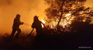 Pompierii români au luptat toată noaptea cu incendiile din Grecia. Au salvat animale și au protejat localități amenințate de flăcări