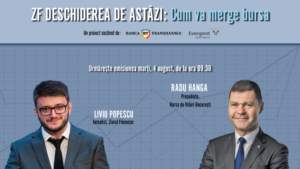Urmăriţi ZF Deschiderea de astăzi, 4 august. Radu Hanga, BVB, despre cum s-a umplut sala la bursă – de la 53.000 la peste 325.000 de conturi -, despre ce înseamnă asta pentru companiile care se uită spre listare şi despre ce urmează după maximele istorice
