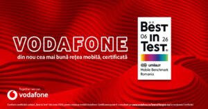 Vodafone România obține, pentru al cincilea an consecutiv, certificarea umlaut „Best in Test” pentru rețeaua sa mobilă  COMUNICAT