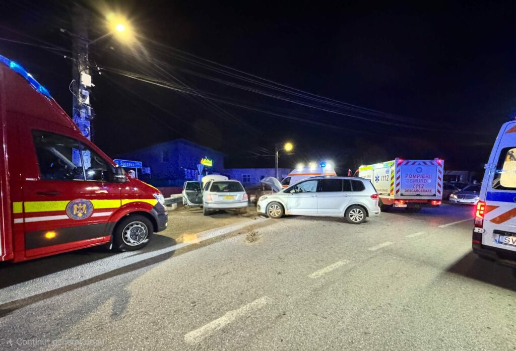 Accident rutier grav în Suceava. Cinci victime, inclusiv trei copii, la spital