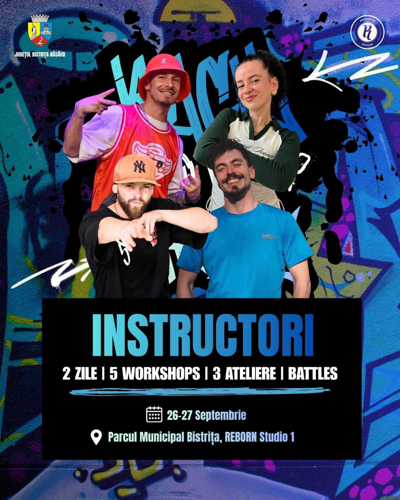 FOTO „BACK TO THE STREETZ”: Tinerii din Bistrița, invitați la două zile de workshop-uri, battle-uri și artă urbană!