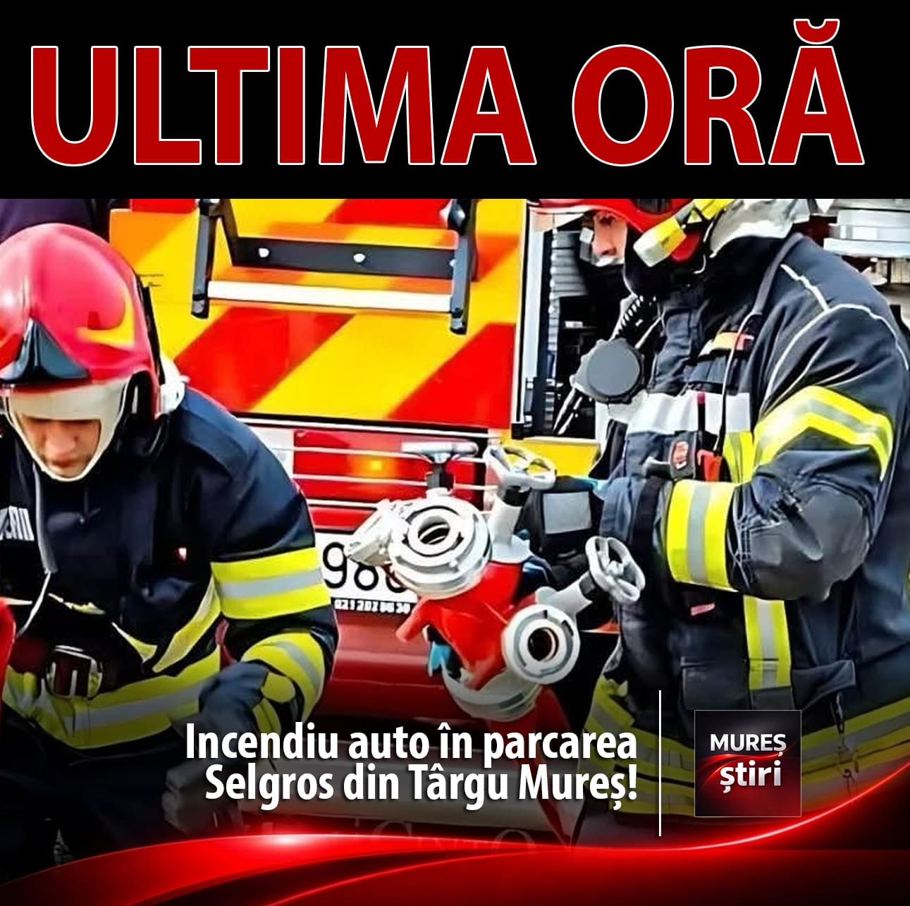 ULTIMA ORĂ: Incendiu auto în parcarea Selgros din Târgu Mureș!