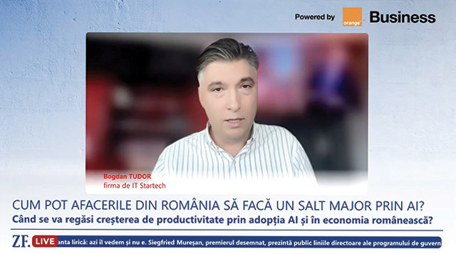 ZF Live. Bogdan Tudor, fondator şi CEO al companiei de IT StarTech Team: AI nu e un salt de productivitate, e o schimbar