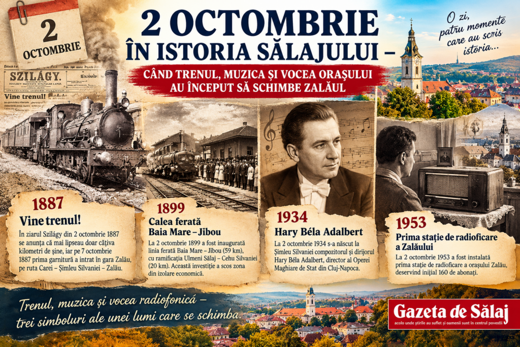 2 OCTOMBRIE ÎN ISTORIA SĂLAJULUI – O ZI CÂND TRENUL, MUZICA ȘI VOCEA ORAȘULUI AU ÎNCEPUT SĂ SCHIMBE ZALĂUL