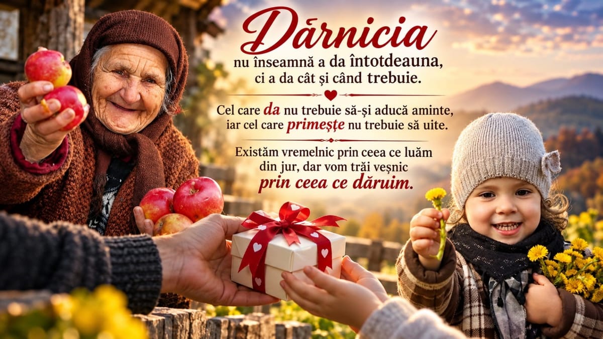 25 SEPTEMBRIE – ZIUA DĂRUIRII: CÂND DĂRUIM DIN SUFLET, NU PIERDEM NIMIC. CÂȘTIGĂM OAMENI, SPERANȚĂ ȘI LUMINĂ