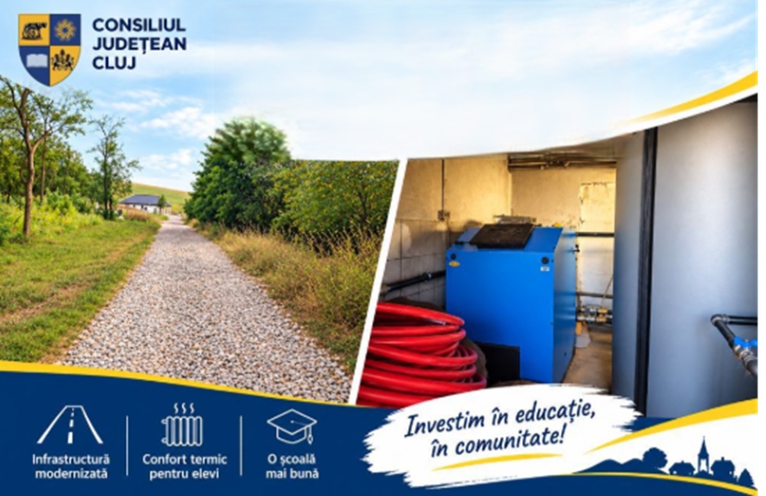 Așchileu: o centrală termică nouă la Școala Gimnazială din Așchileu Mare și lucrări rutiere finalizate