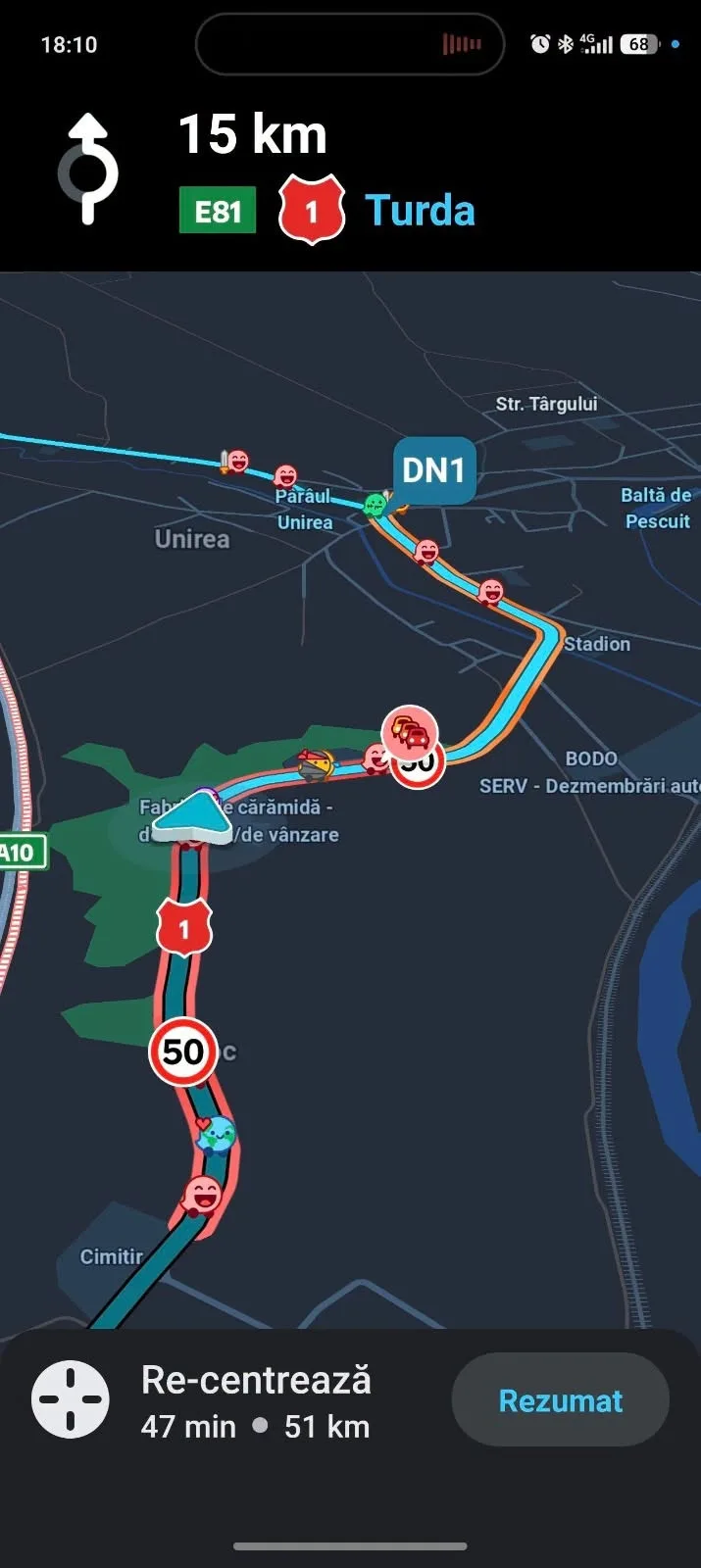 A10, spre Turda: sensul e închis după o nouă surpare de asfalt la km 66+350