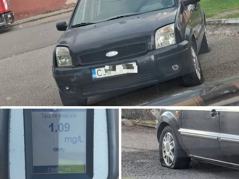 Accident în Huedin: șofer de 61 de ani, cu 1,09 mg/l alcool, ar fi acroșat o mașină în staționare