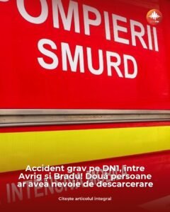 Accident pe DN1, între Avrig și Bradu: două persoane ar avea nevoie de descarcerare