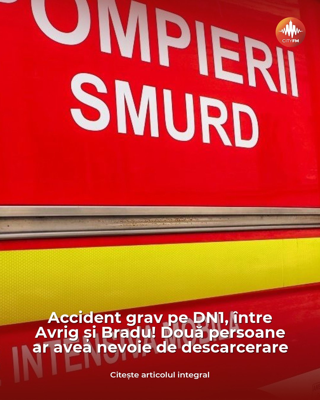 Accident pe DN1, între Avrig și Bradu: două persoane ar avea nevoie de descarcerare