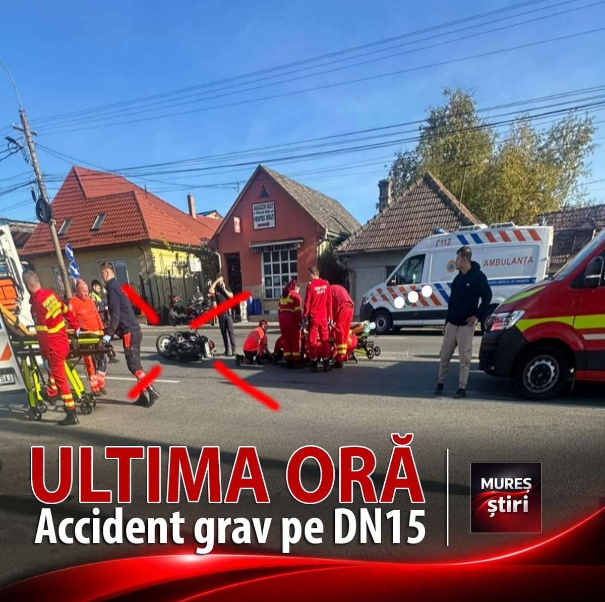 Accident rutier grav la Sângeorgiu de Mureș: un motociclist, circulație blocată pe ambele sensuri