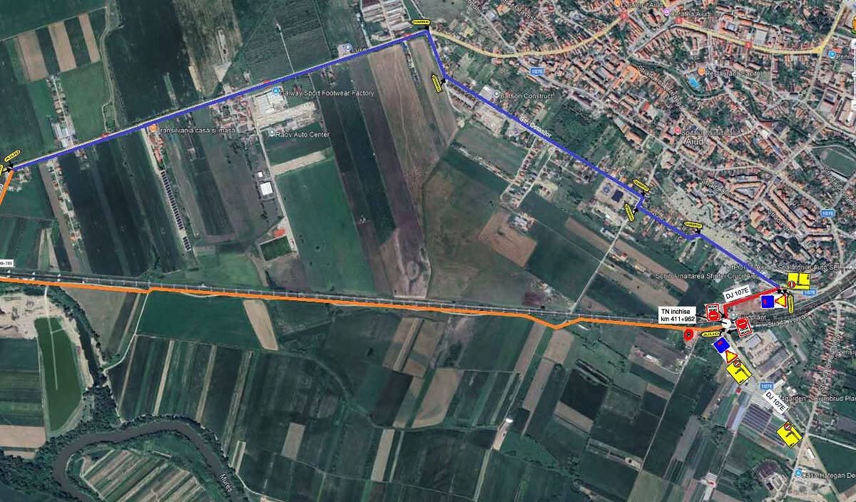 Aiud: restricții de circulație spre Ciumbrud, între 13 și 15 octombrie, din cauza lucrărilor la calea ferată