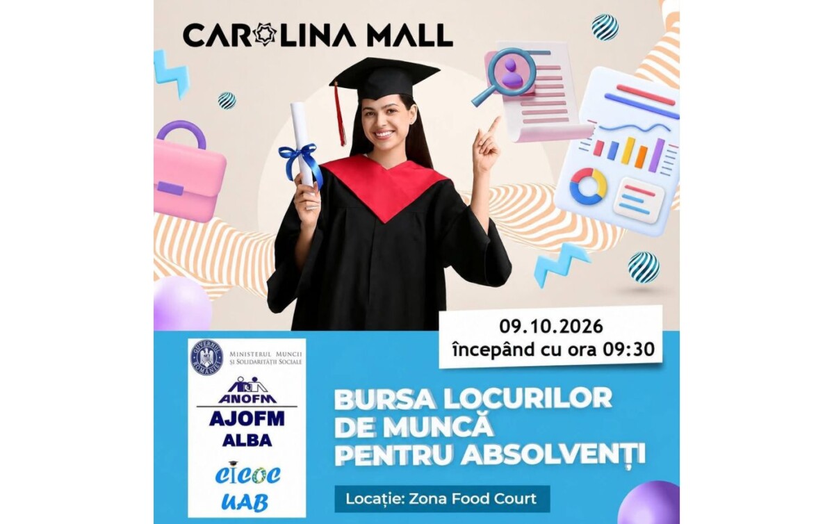 Alba Iulia: bursă a locurilor de muncă pentru absolvenți, vineri, 9 octombrie, la Carolina Mall