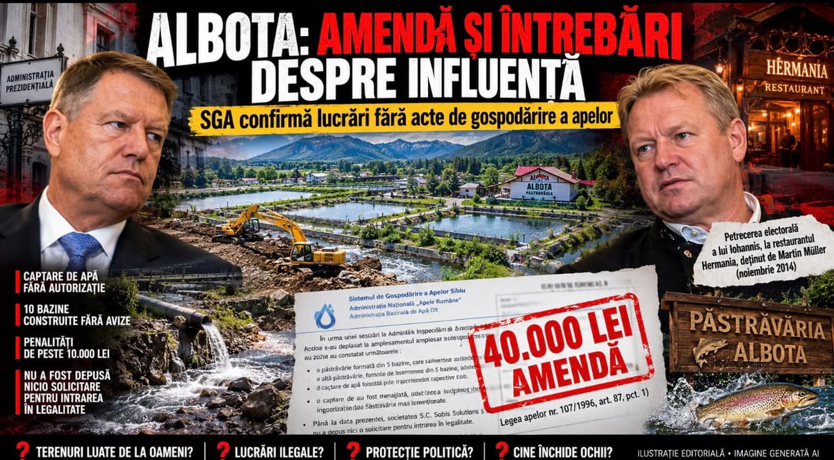 Albota: păstrăvăria amendată cu 40.000 de lei pentru lucrări fără autorizații