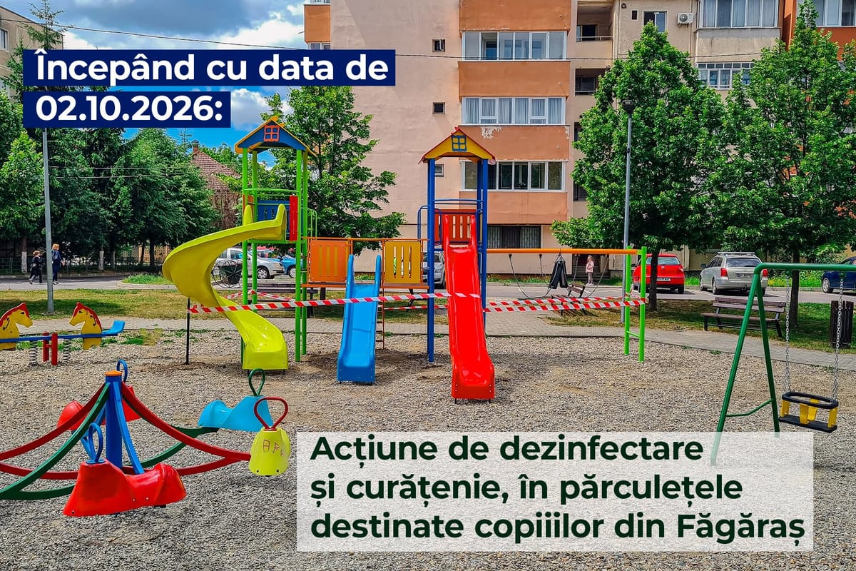 ATENȚIE! Primăria a demarat acțiunea de curățenie și dezinfectare a părculețelor și spațiilor de joacă pentru copii