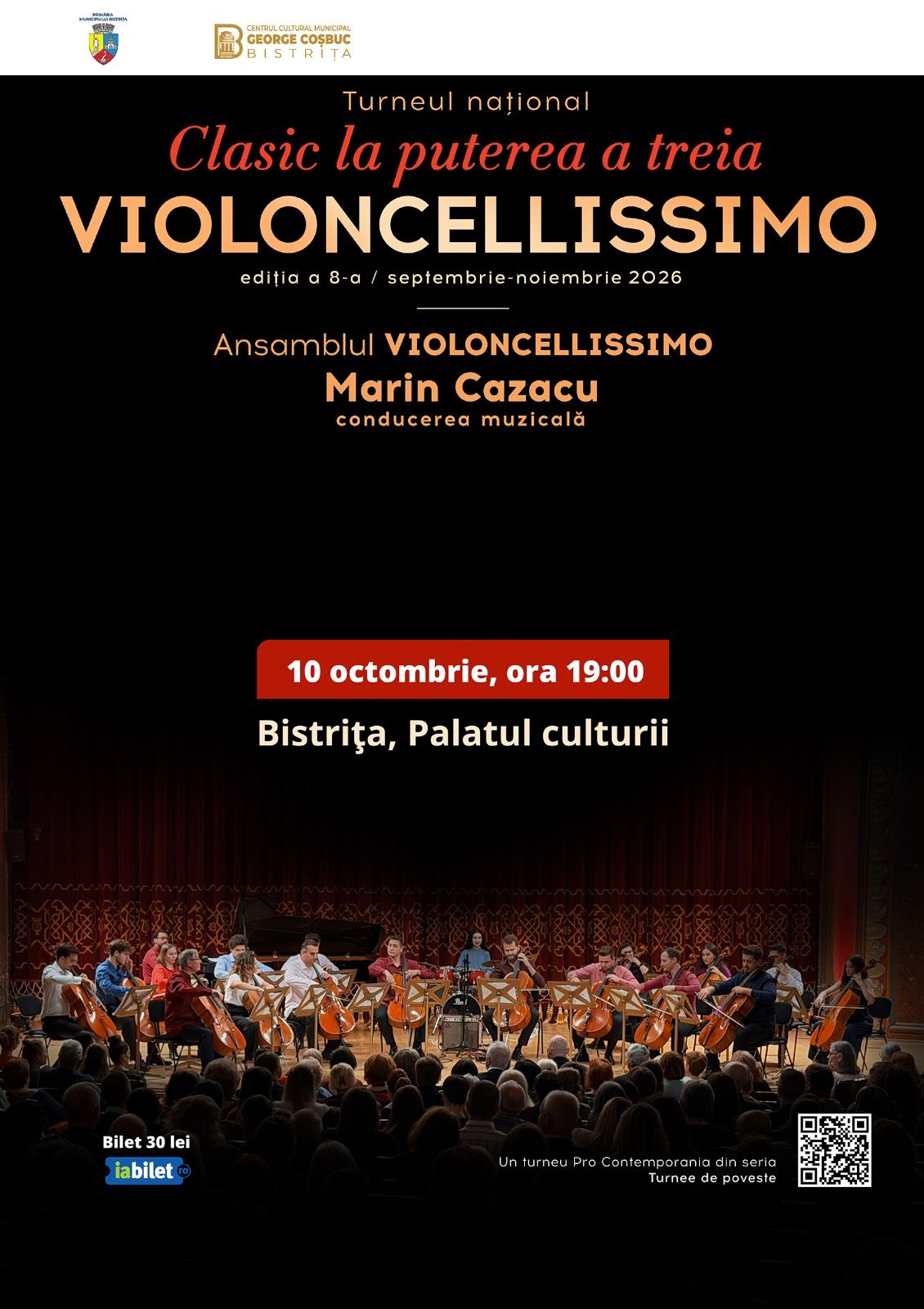 Bistrița: concert Violoncellissimo sâmbătă, 10 octombrie la Palatul Culturii