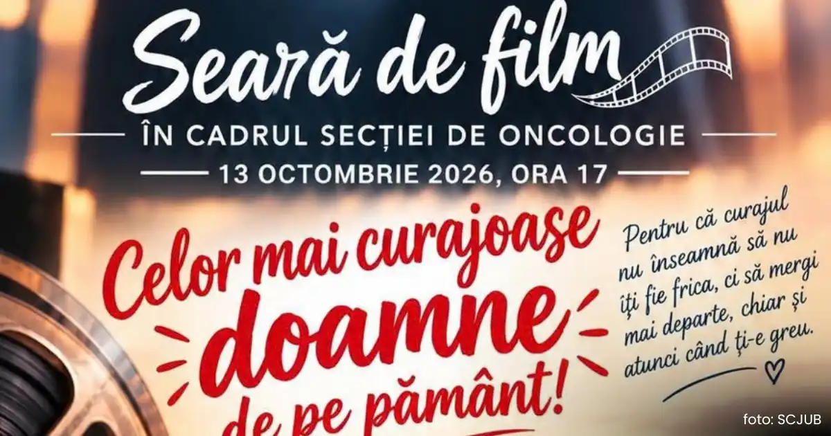 Bistrița: seară de film pentru pacientele cu cancer de sân, pe 13 octombrie, în campania Octombrie Roz