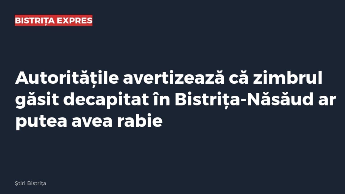Bistrița-Năsăud: zimbru găsit decapitat, autoritățile avertizează că ar putea avea rabie