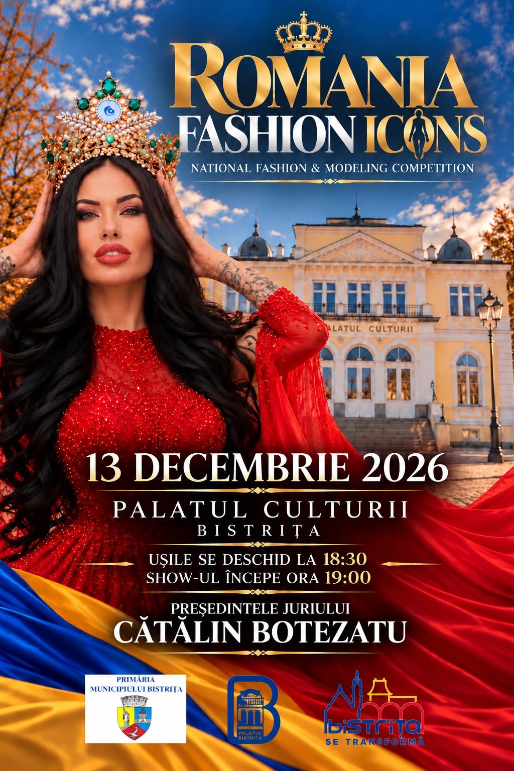 Bistrița: Romania Fashion Icons 2026 la Palatul Culturii, pe 13 decembrie, cu Cătălin Botezatu în juriu