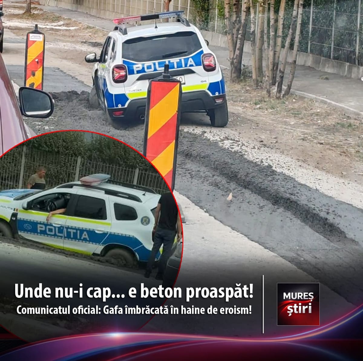 Brașov: o autospecială de poliție, surprinsă într-o aventură de weekend, a devenit virală online