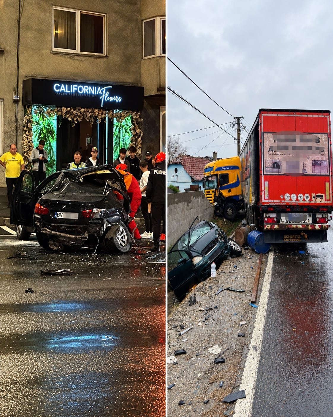 Brașov: trei accidente rutiere pe ploaie în câteva ore, patru oameni au ajuns la spital