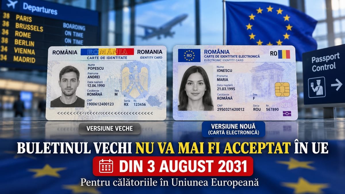 Buletinele vechi din 1997 nu mai sunt acceptate pentru călătorii în UE de la 3 august 2031
