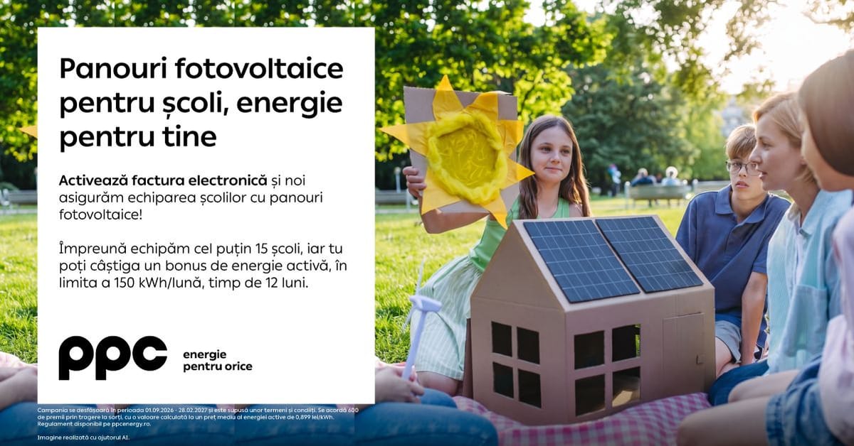 Caraș-Severin: o școală primește panouri fotovoltaice prin activarea facturii electronice PPC