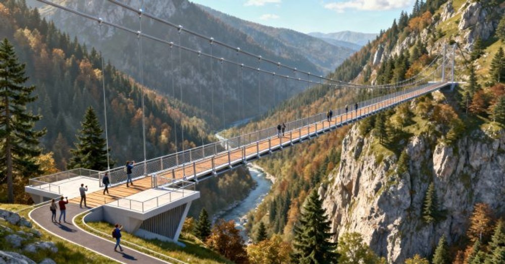 Cel mai înalt pod pietonal suspendat din Europa se va construi într-o comună din România. Se vrea reper pe harta turismu