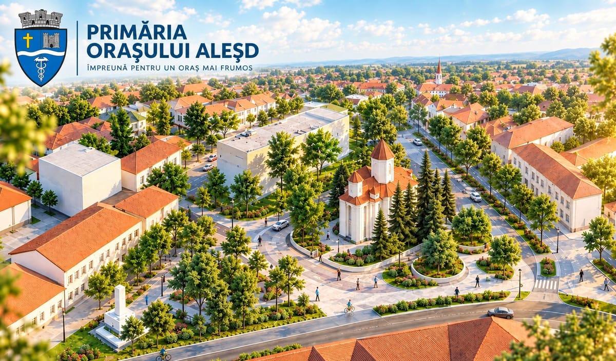 Centrul orașului Aleșd va fi modernizat cu fonduri europene, după semnarea contractului pentru Piața Unirii