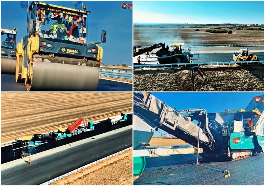 Chiribiș–Biharia, pe Autostrada Transilvania: se așterne ultimul strat de asfalt (VIDEO)