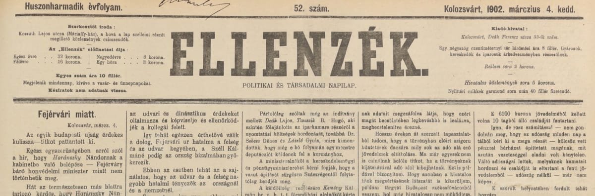 Cluj: casa Mariaffy, demolată în 1910, găzduise o școală de fete și redacția unui ziar politic