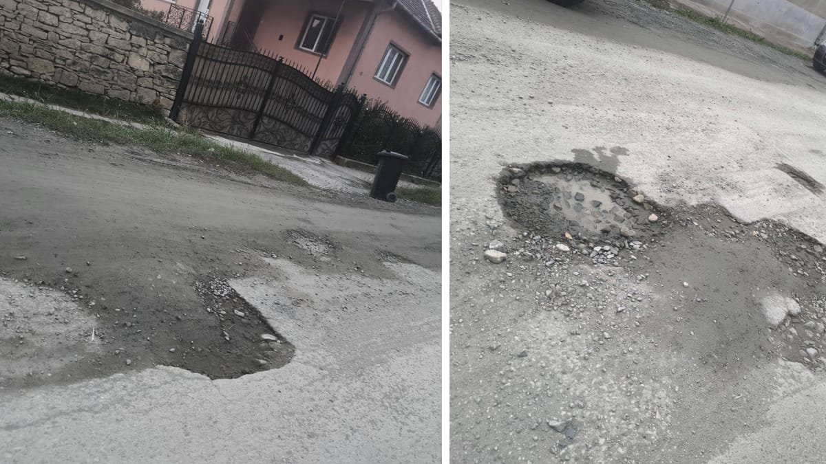 Cluj: drumuri deteriorate după lucrările de canalizare dintr-o comună, gropile se agravează după ploaie