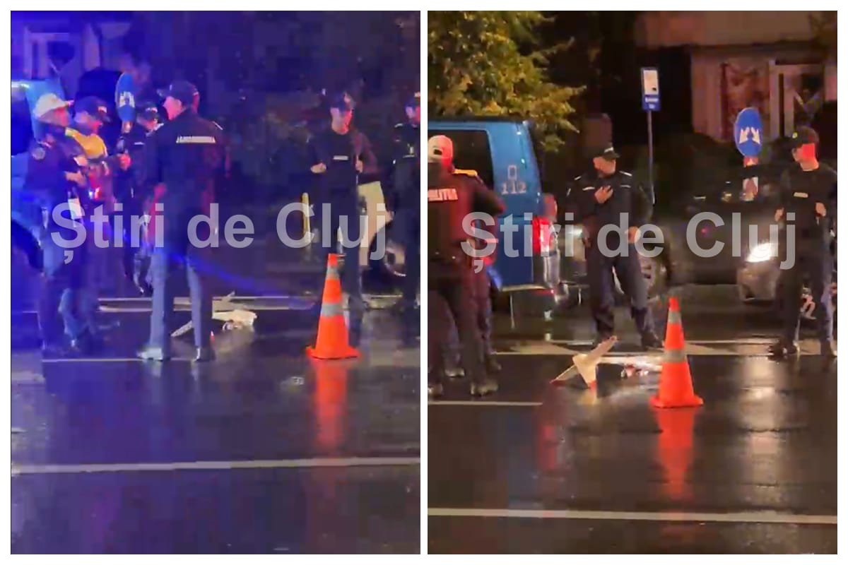 Cluj, Mănăștur: o dronă a căzut în mijlocul drumului. Polițiștii, jandarmii și ISU au izolat zona