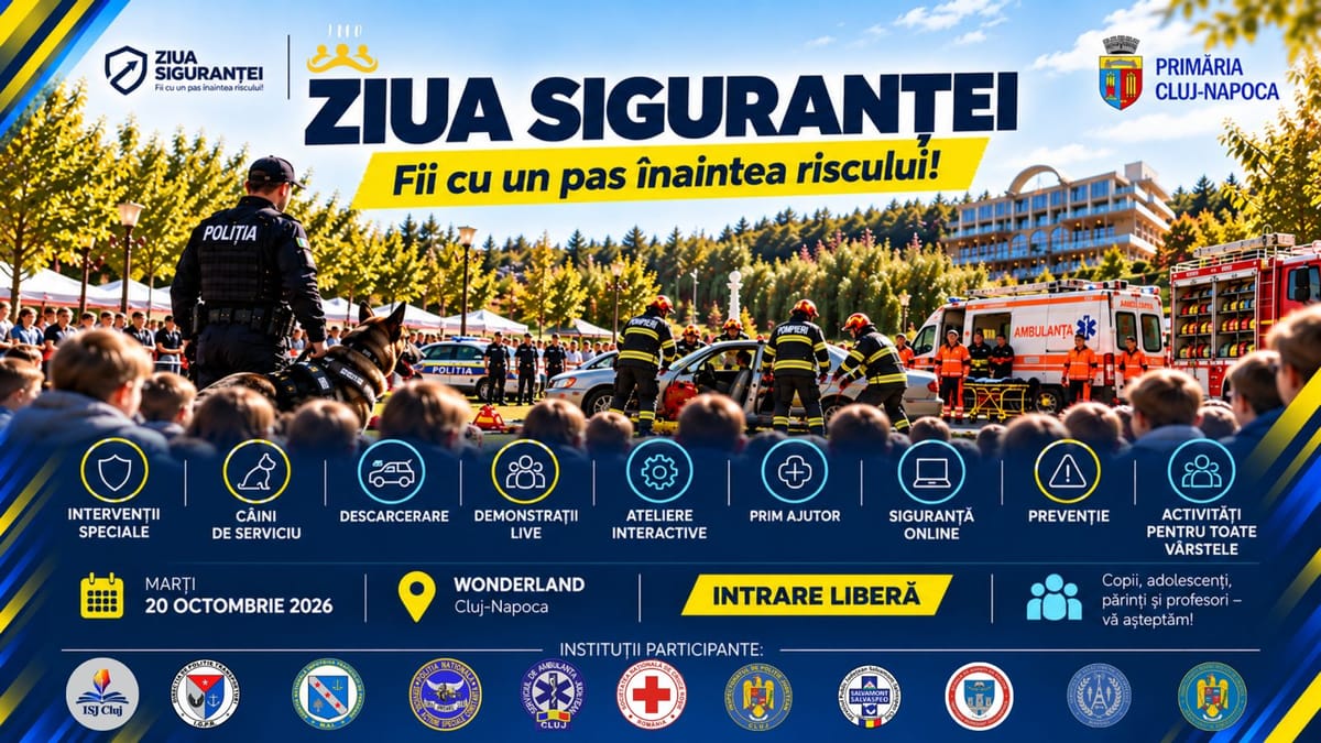 Cluj-Napoca: Ziua Siguranței 2026, cu demonstrații și ateliere despre fraude online și prevenire