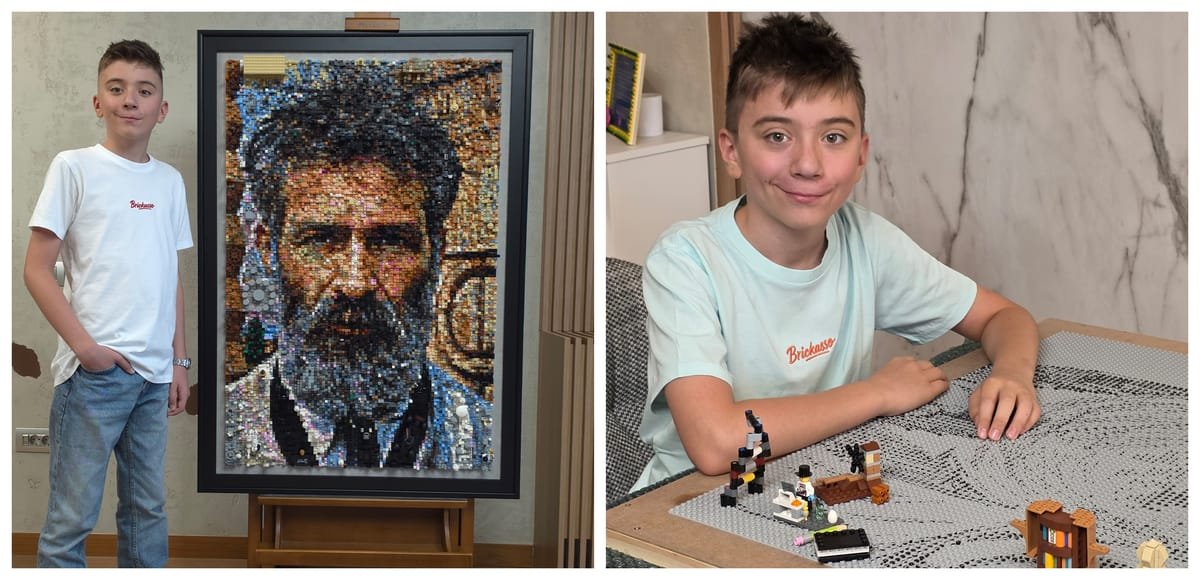 Cluj: un copil de 11 ani a creat portretul lui Constantin Brâncuși din 19.000 de piese LEGO