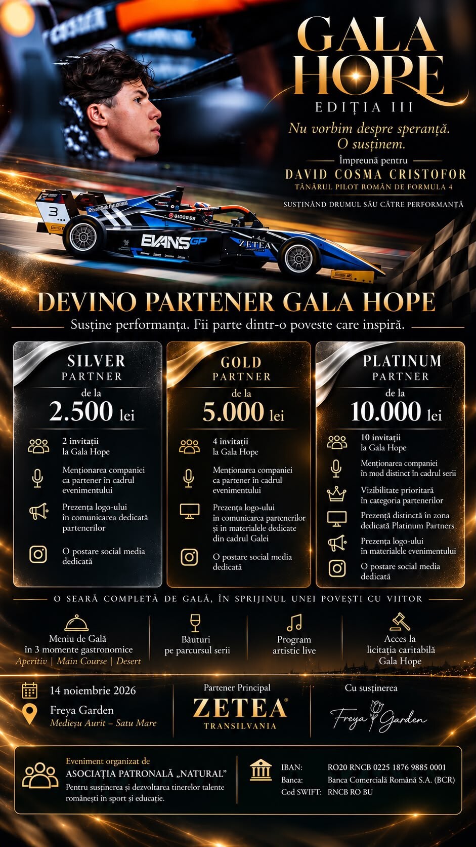 Companiile sunt invitate să devină parteneri ai Galei Hope III, pachete de la 2.500 lei