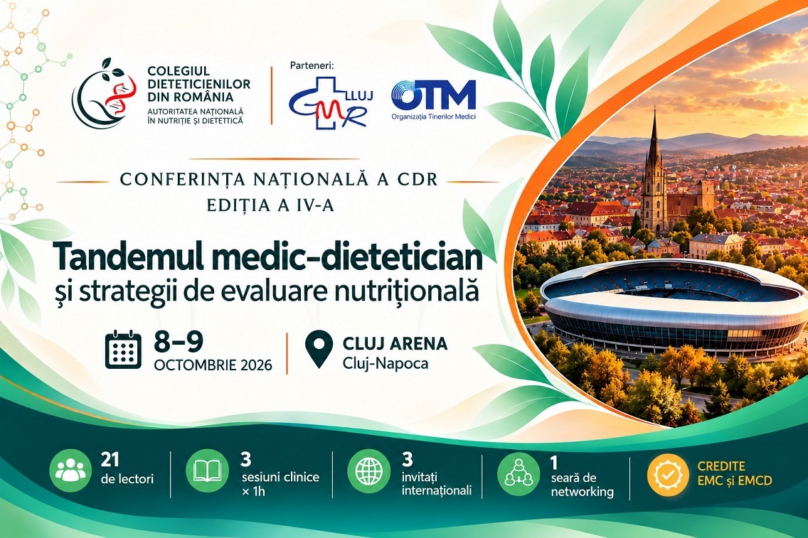 Conferința Dieteticienilor din România la Cluj pe 8-9 octombrie cu invitați internaționali