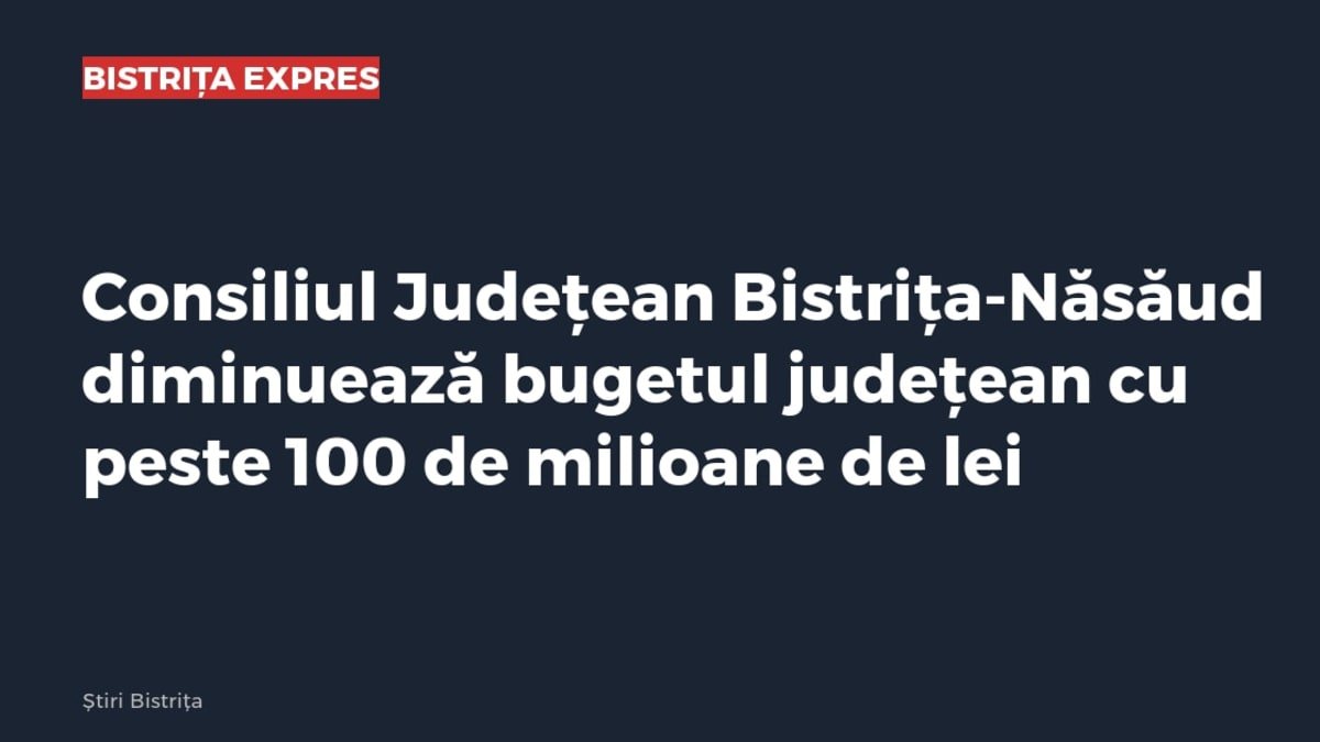 Consiliul Județean Bistrița-Năsăud reduce bugetul județean cu peste 100 de milioane de lei