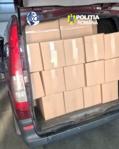 Cugir: 4,4 milioane de țigări de contrabandă, confiscate în flagrant. Trei suspecți, reținuți de DIICOT