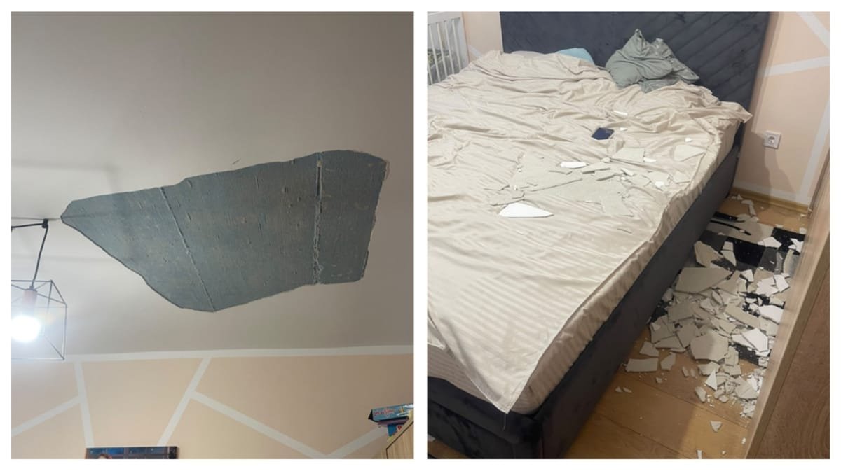 Dej: tencuiala de pe tavanul unui apartament din blocul ANL a căzut peste un copil de 6 ani, fără răni VIDEO