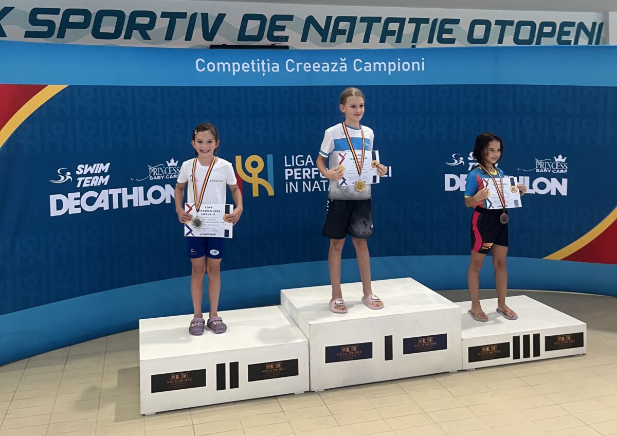 Dintr-un bazin de 14 metri, pe podiumul național! Anastasia Ioja, campioană a României la doar 8 ani
