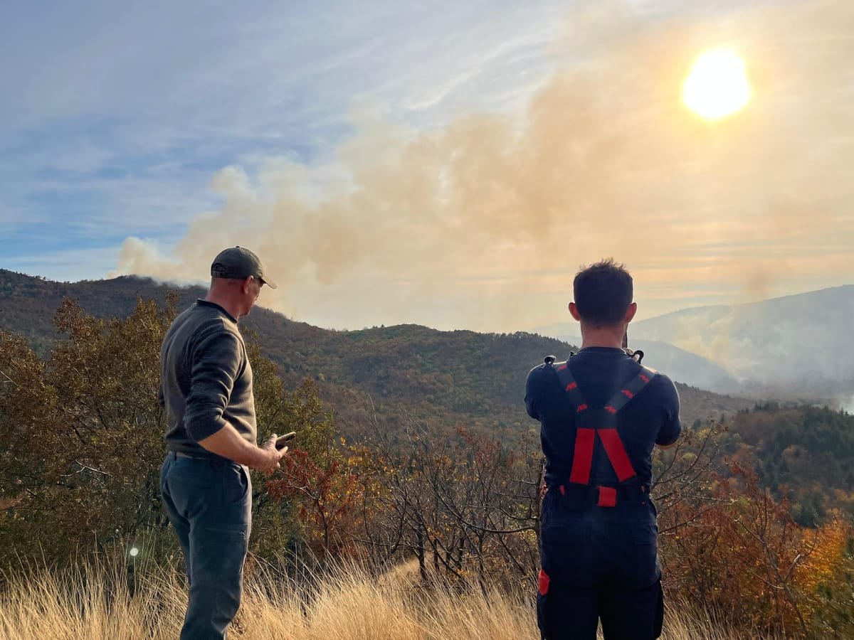 Domogled: stingerea incendiului de pădure continuă, pe aproape 2.200 de hectare, cu risc de reaprindere