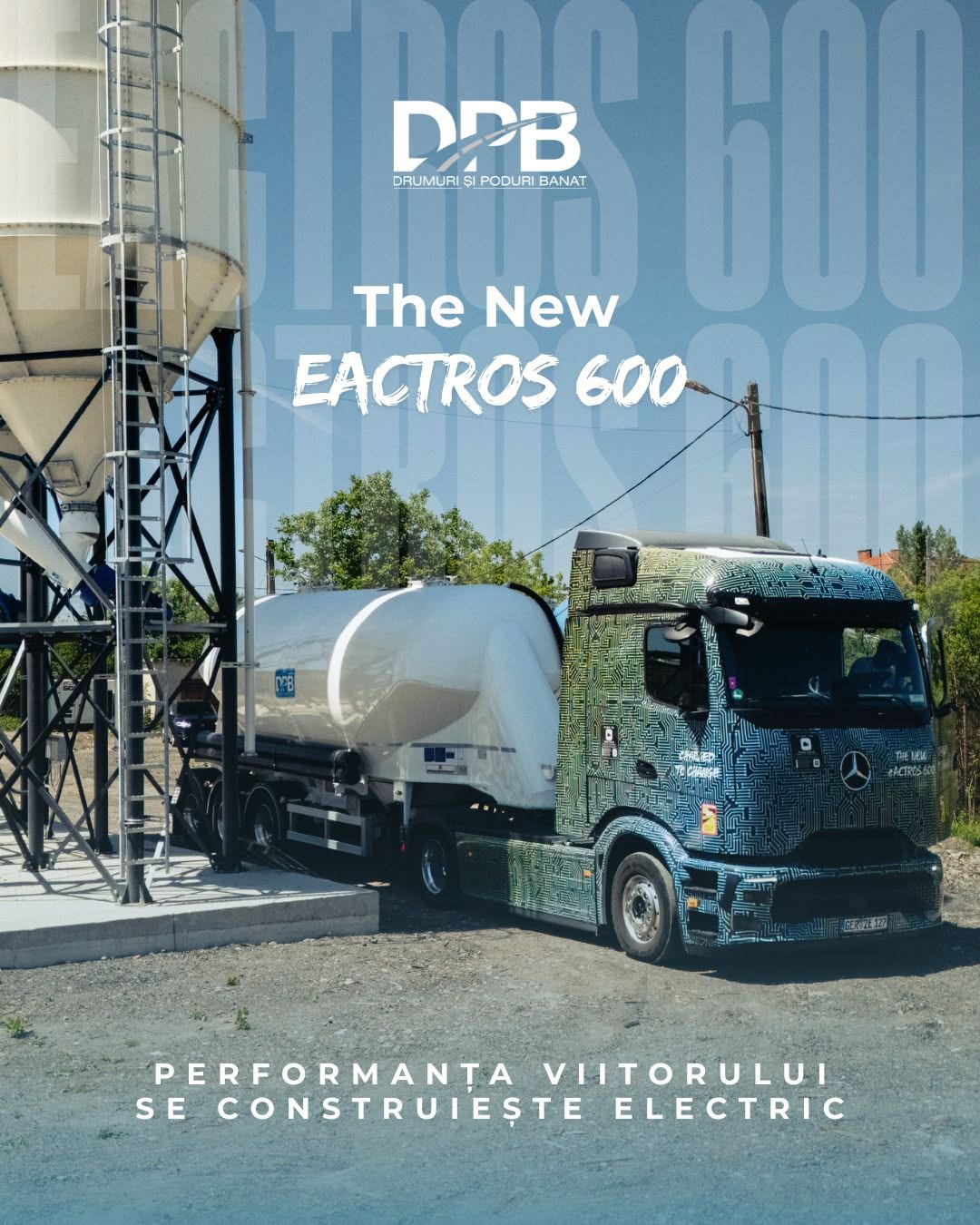DPB a folosit primul șantier cu ciment evoZero® și transport electric Mercedes-Benz eActros 600
