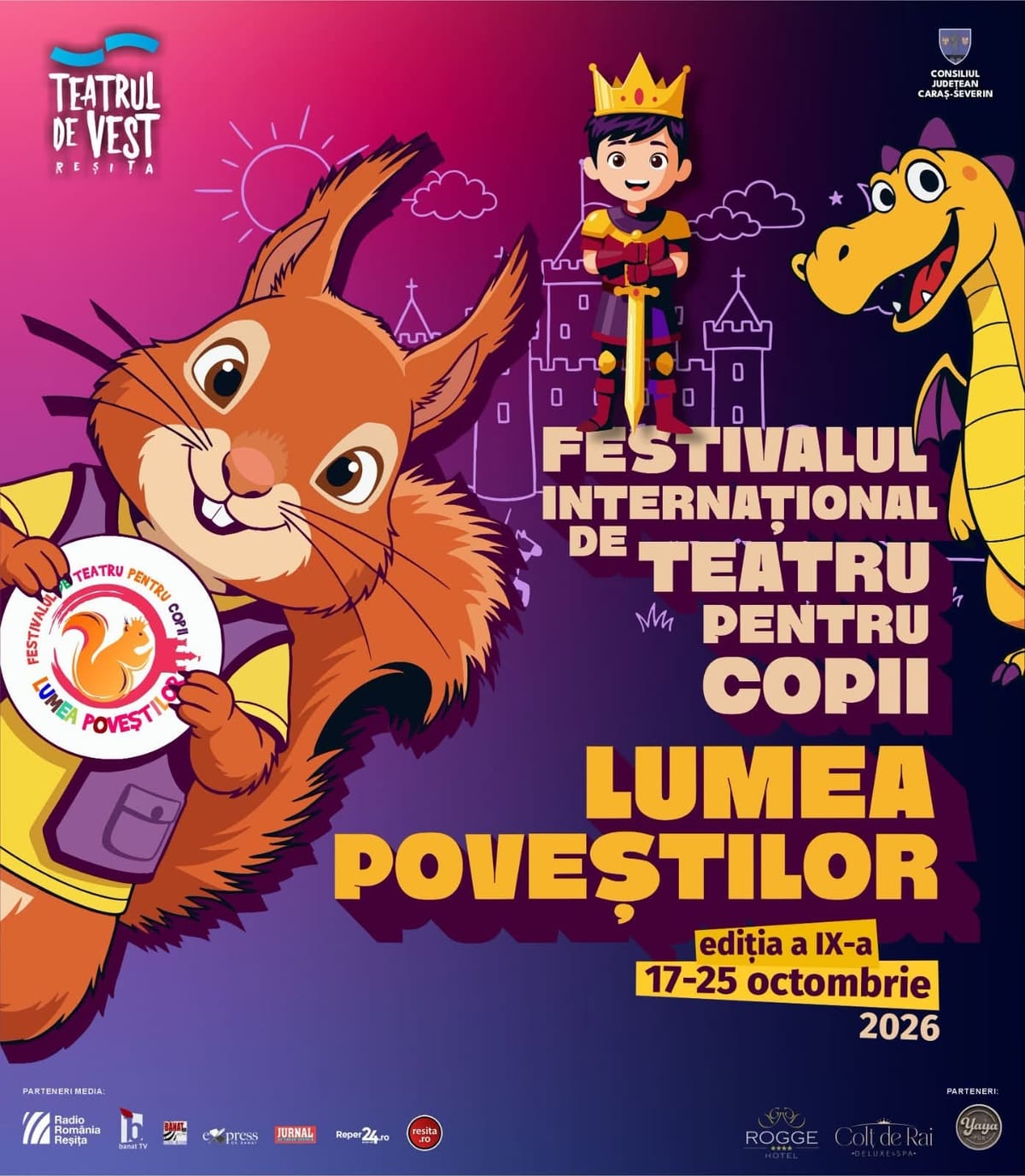 Festivalul „Lumea Poveștilor” aduce la Reșița spectacole pentru copii și familie, în perioada 17–25 octombrie