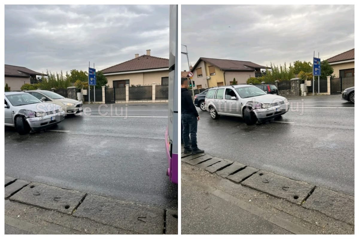 Florești, Cluj: un autobuz și un Volkswagen, implicate într-un accident