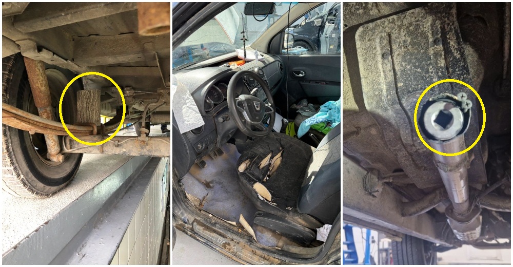FOTO. Dorel a montat tobă de eșapament din țeavă de gard și butuci de lemn în loc de suspensie