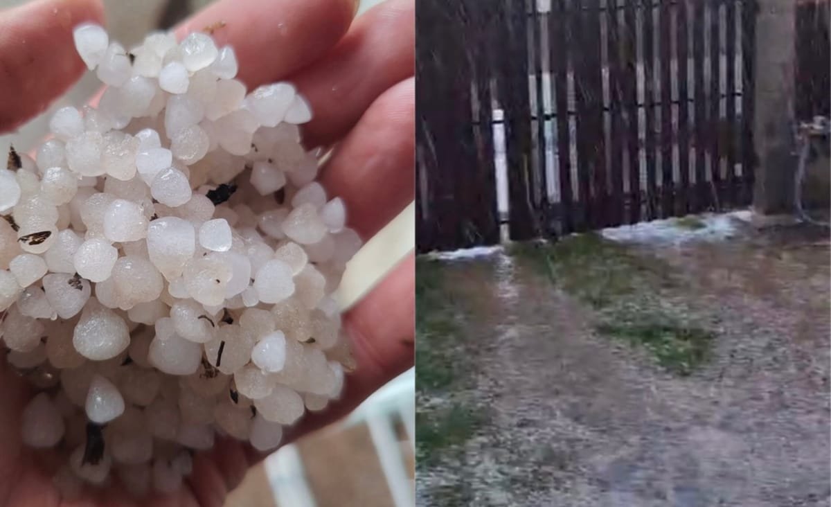 FOTO. Fizeș și Nușfalău, lovite de grindină de dimensiuni mici în Sălaj